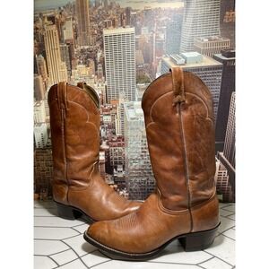 Vintage J Chisholm Boot Mens 10  D Brown Leather Handcrafted Western Cowboy